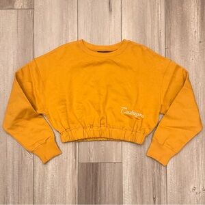 Civil Regime By Darc Sport Cropped Sweatshirt Women’s Small Yellow Embroidered